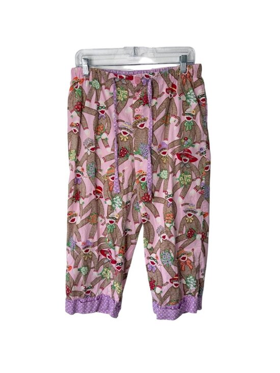 Nick & Nora Other - Nick & Nora Women Size S Capri Pajama Pant Sock Monkey Pink Purple Floral Cotton